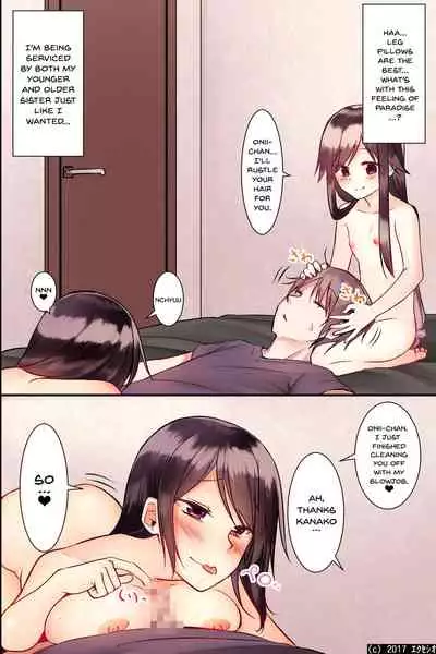 Jikochuu na Kyonyuu Ane to Hinnyuu Imouto o Matomete Saimin ni Kakete Omocha ni Shite, Ichaicha Shinagara 3P Nama Honban!