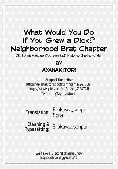 Chinko ga Haetara Dou suru ka? Kinjo no Gakincho Hen | What Would You Do If You Grew a Dick? Neighborhood Brat Chapter
